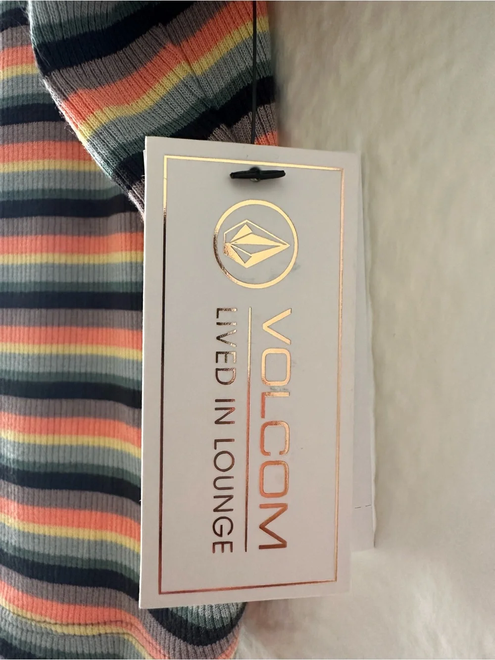 Volcom Girl’s Lil Knit Ringer & Pant Striped Short Sleeve Lived In Lounge Set